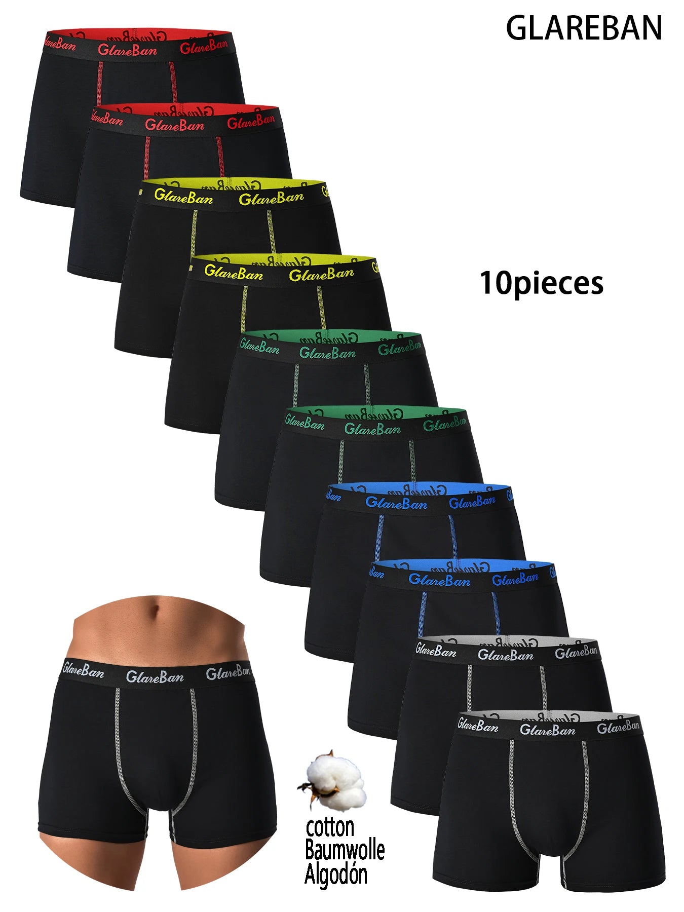 10-Pack Men's Cotton Boxer Briefs