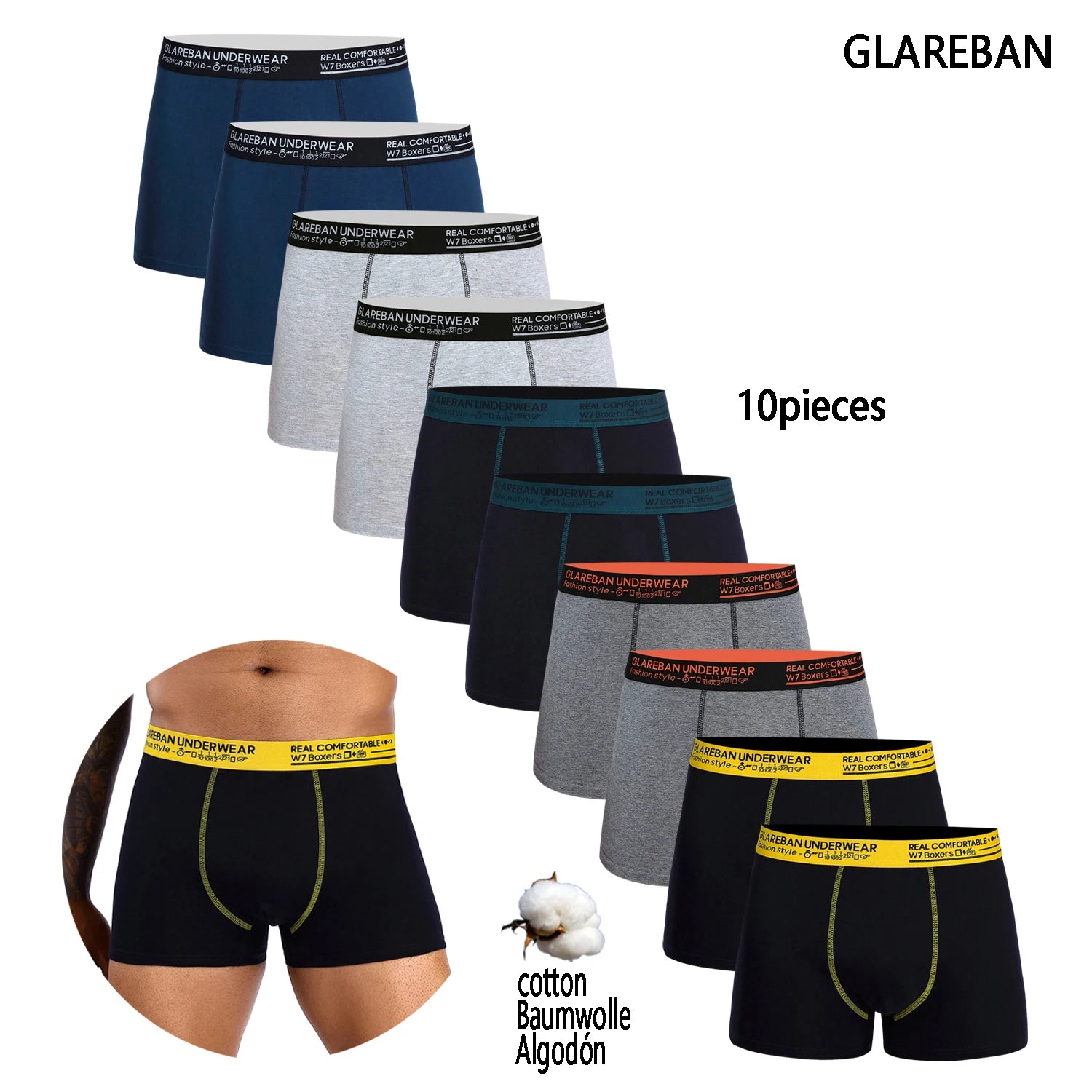 10-Pack Men's Cotton Boxer Briefs
